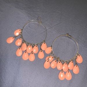 Coral/Gold Dangle Earrings